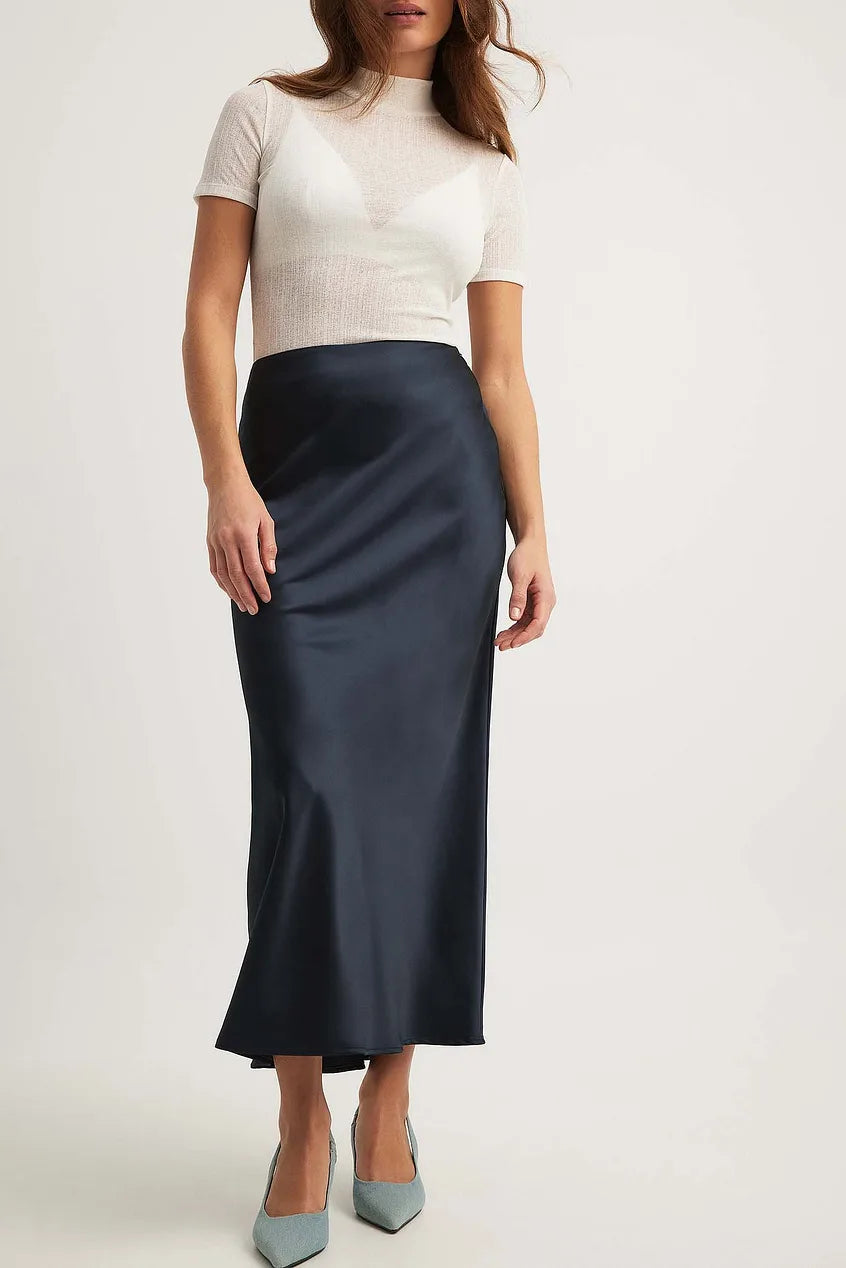 Navy straight midi skirt - Lana Fiorelli