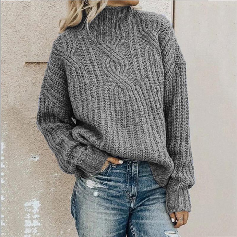 Grey cable knit pullover - Lana Fiorelli