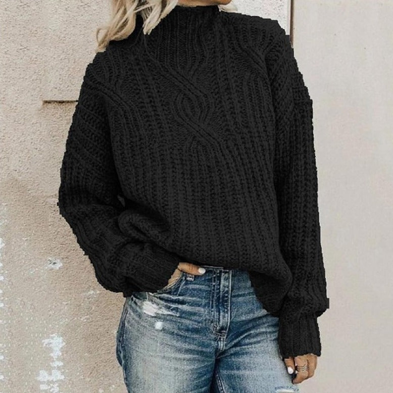 Black cable knit pullover - Lana Fiorelli