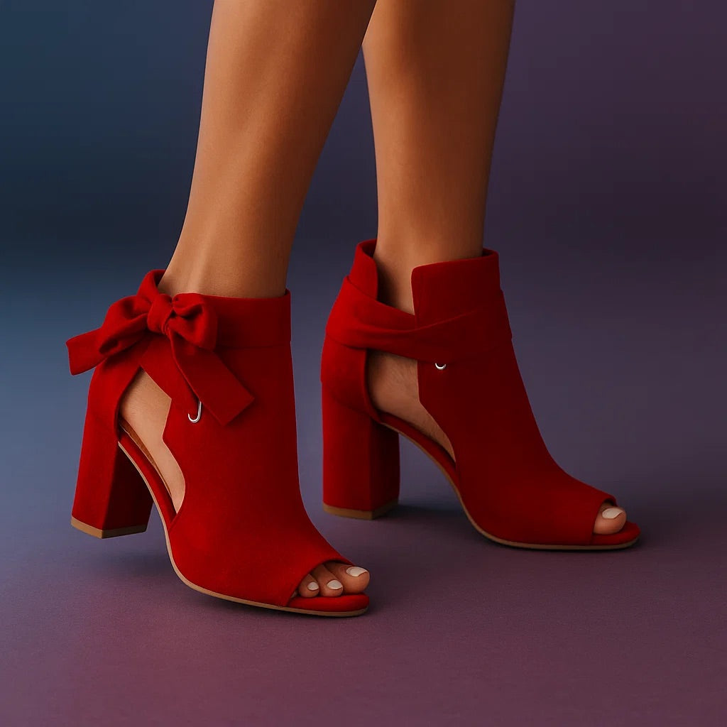 Red peep toe block heels - Lana Fiorelli