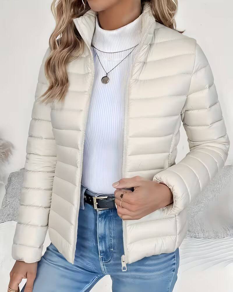 Cream quilted zip jacket - Lana Fiorelli