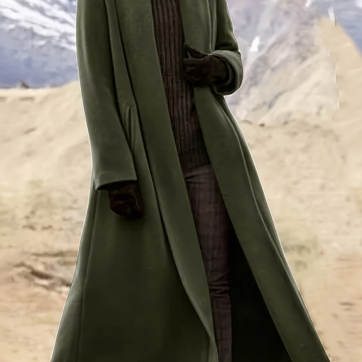 Green maxi open front coat - Lana Fiorelli