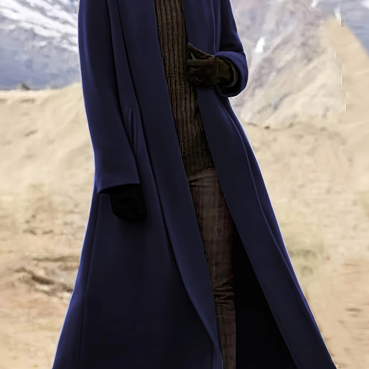 Dark Brown maxi open front coat - Lana Fiorelli