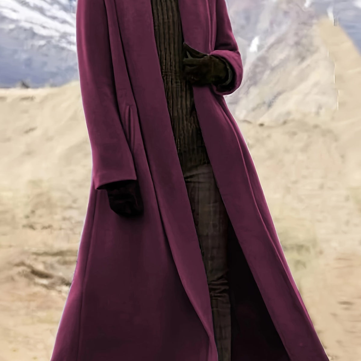 Dark Brown maxi open front coat - Lana Fiorelli