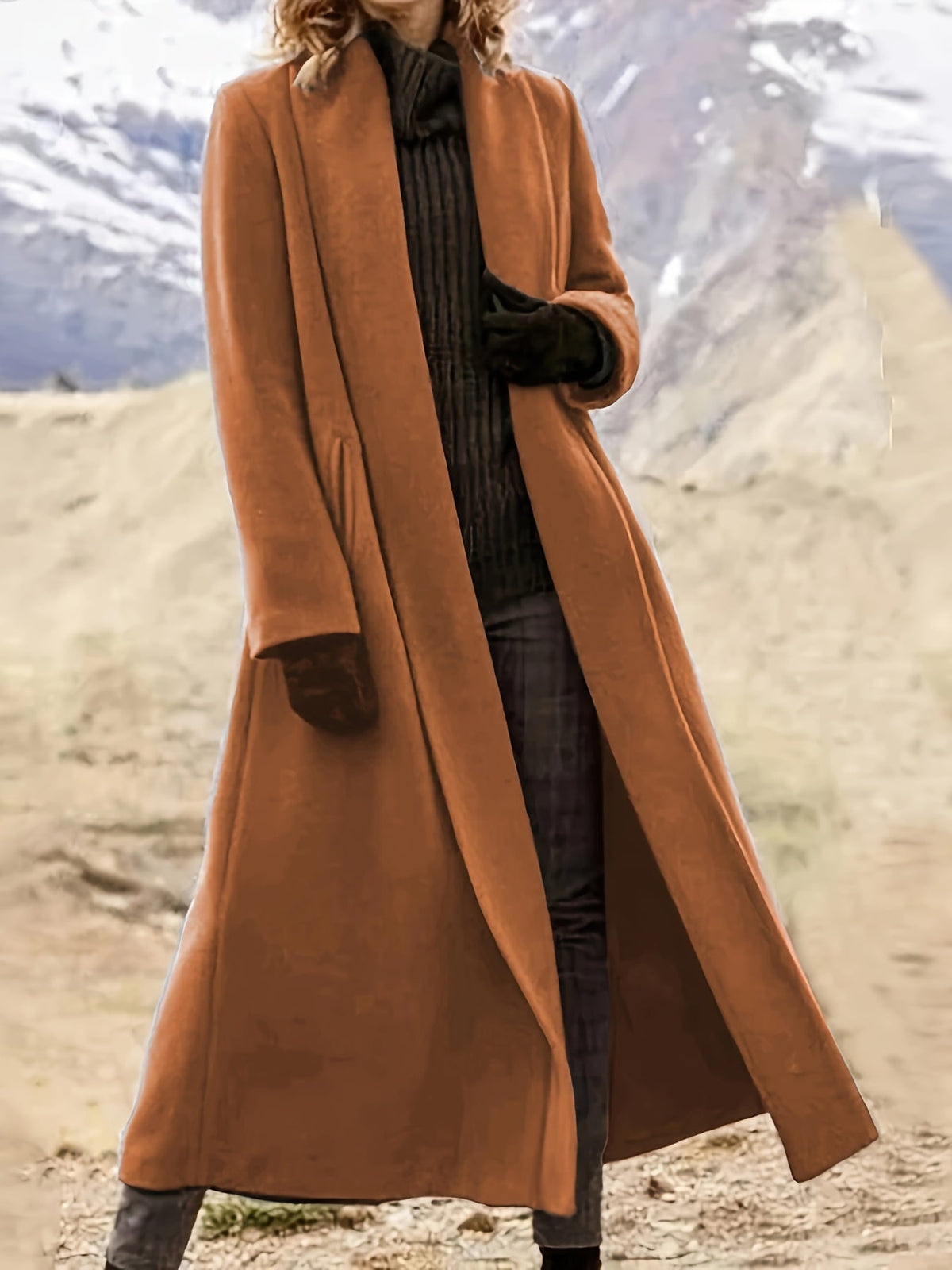 Grey maxi open front coat - Lana Fiorelli