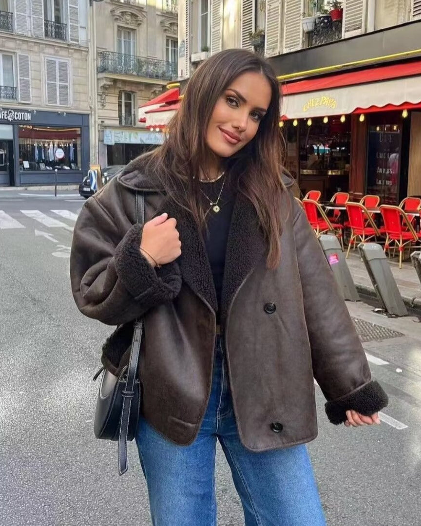 Brown oversized aviator jacket - Lana Fiorelli