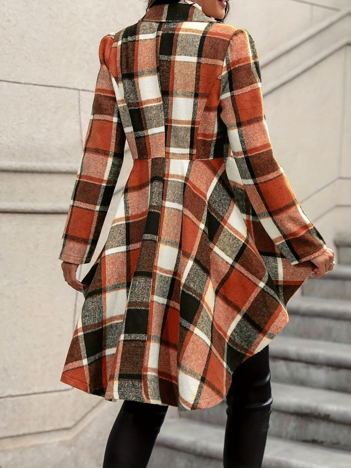 Multicolour plaid flared jacket - Lana Fiorelli