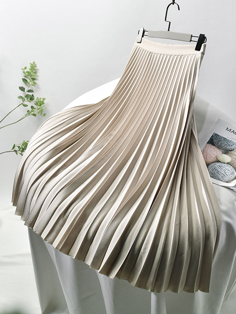 Beige pleated midi skirt - Lana Fiorelli