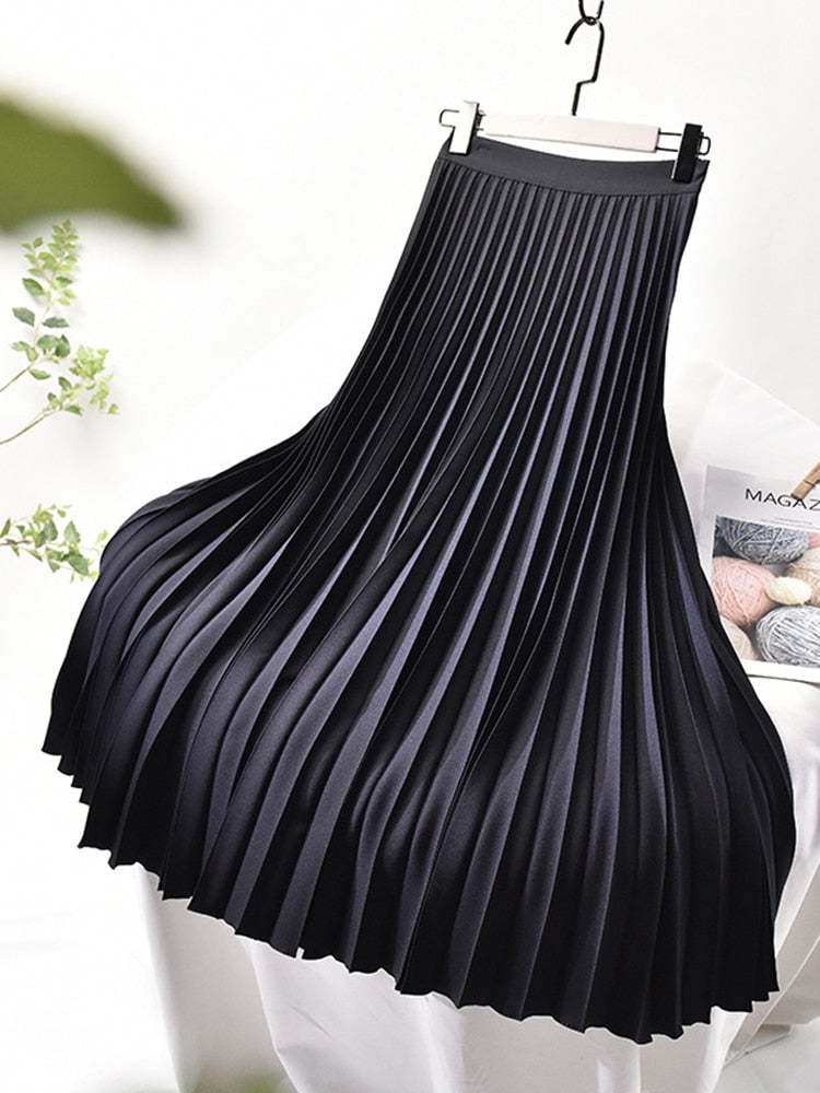 Blue pleated midi skirt - Lana Fiorelli