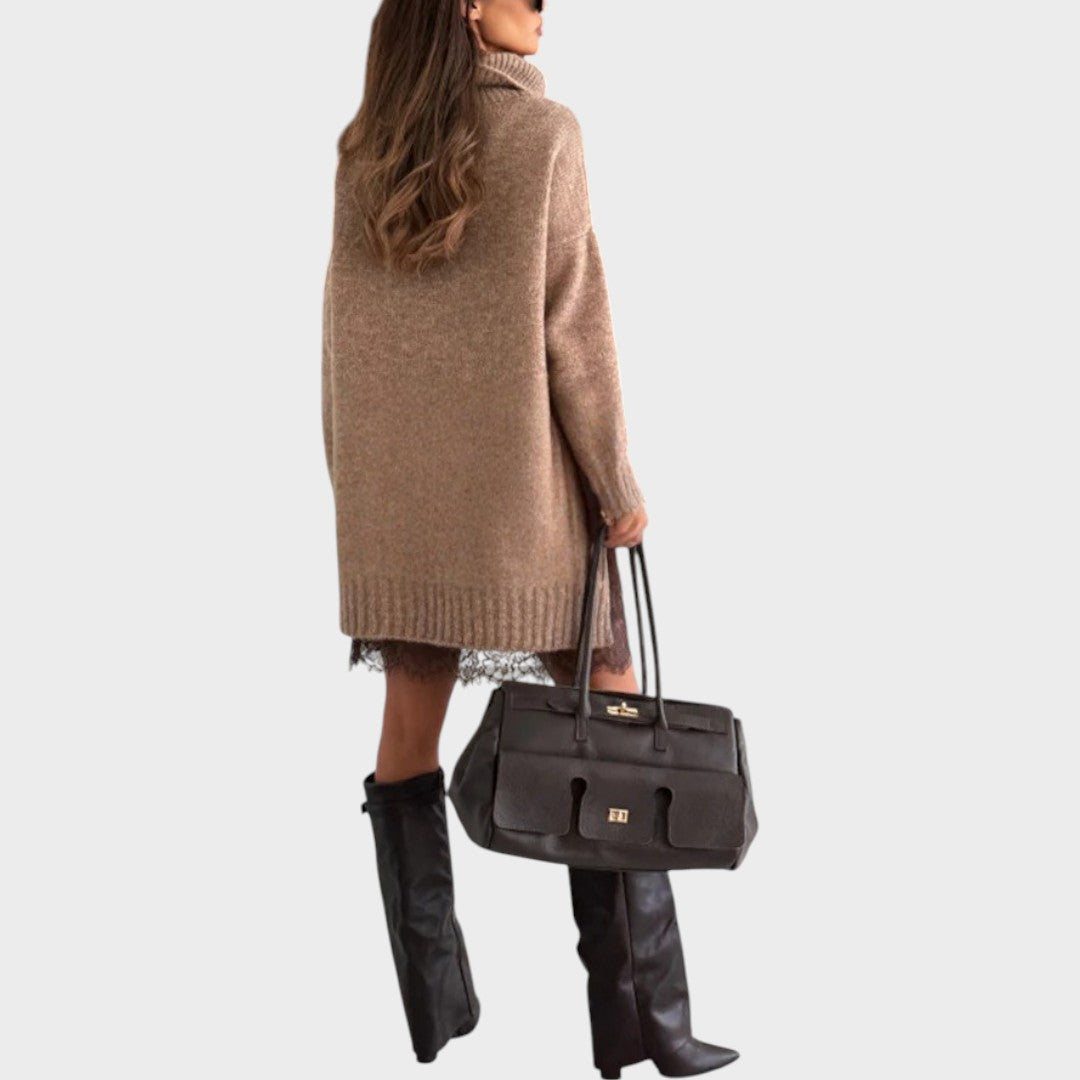 White turtleneck knit dress - Lana Fiorelli
