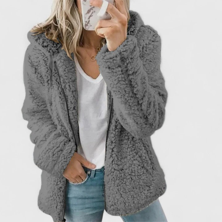 Dark Grey teddy fleece jacket - Lana Fiorelli