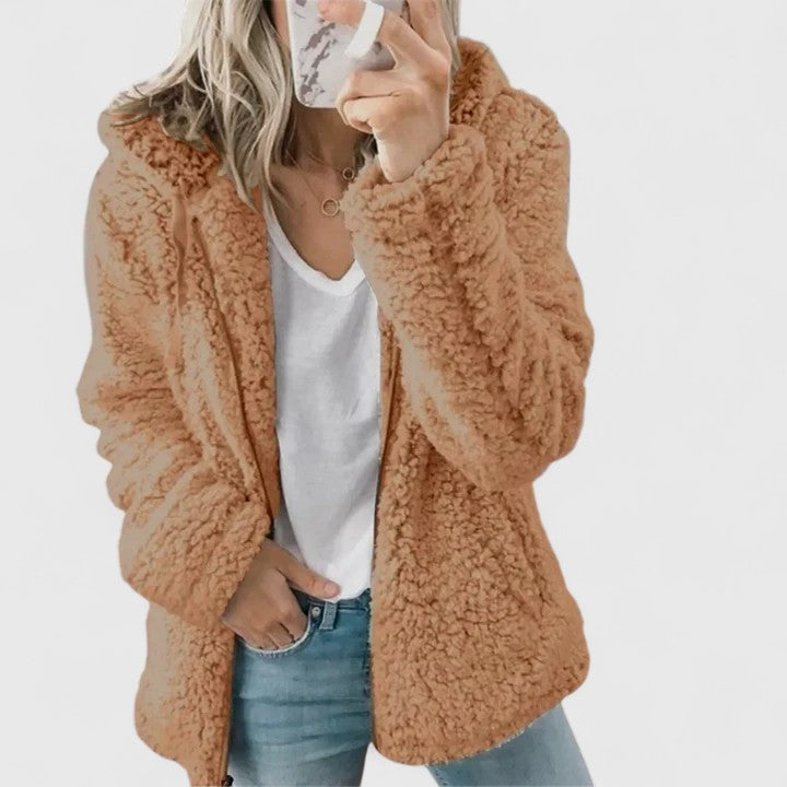 Dark Brown teddy fleece jacket - Lana Fiorelli