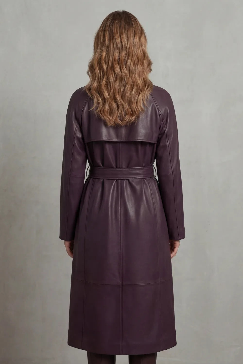 Burgundy faux leather trench coat - Lana Fiorelli