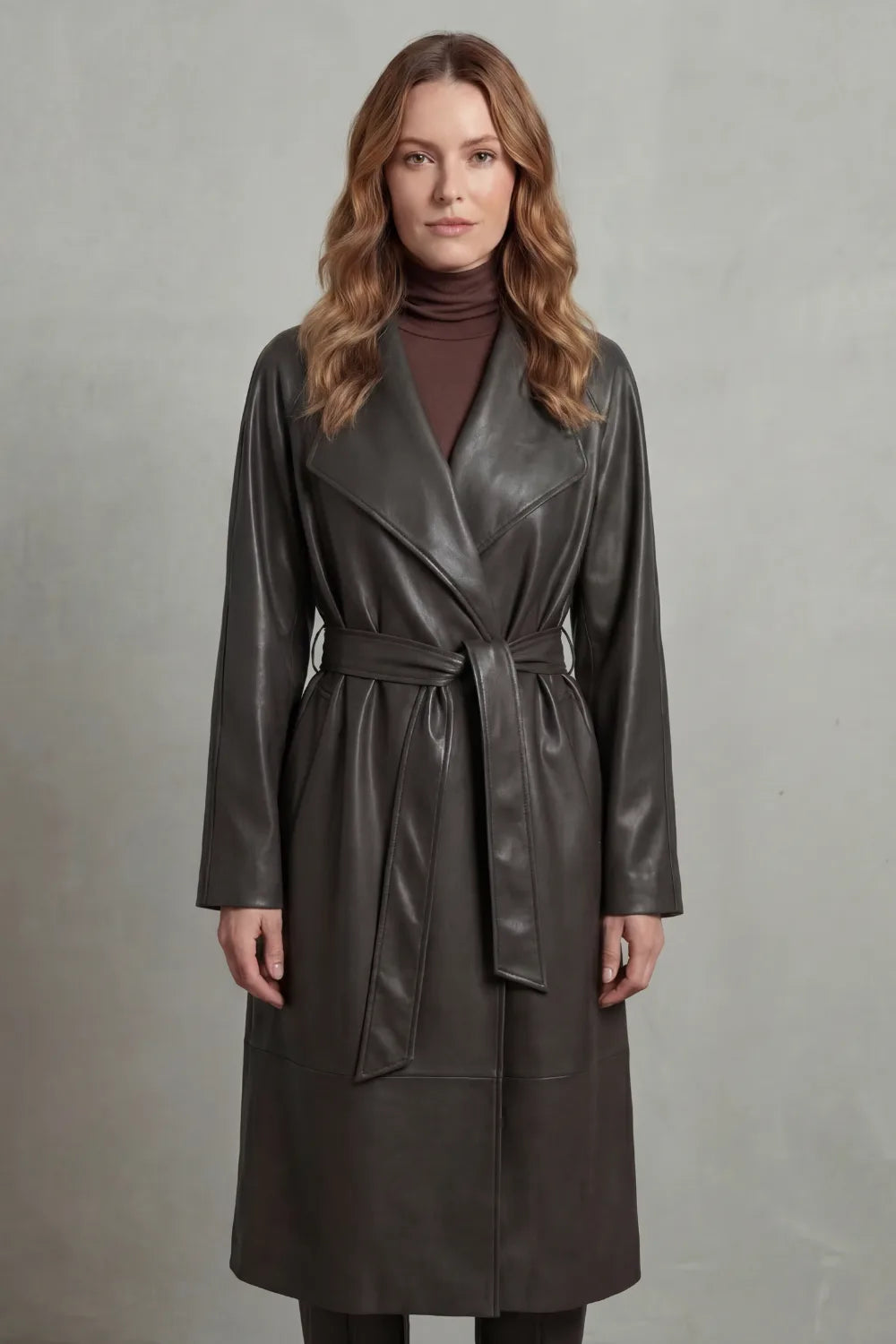 Black faux leather trench coat - Lana Fiorelli