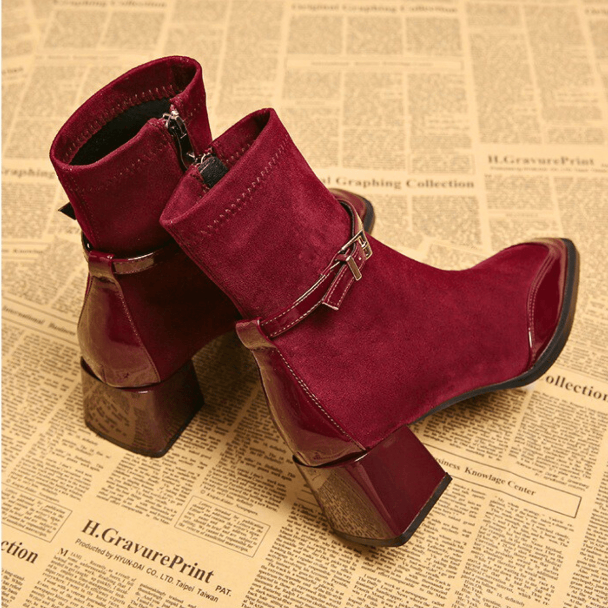 Navy square toe buckle shoes - Lana Fiorelli