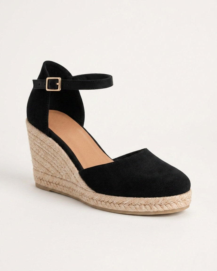 Black Wedge Sandals - Lana Fiorelli
