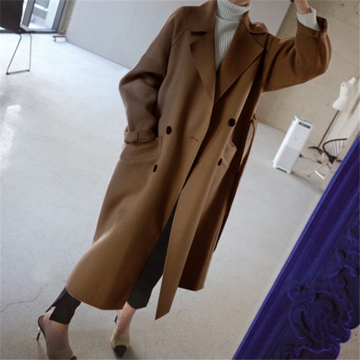 Women's longline double breasted coat - Lana Fiorelli