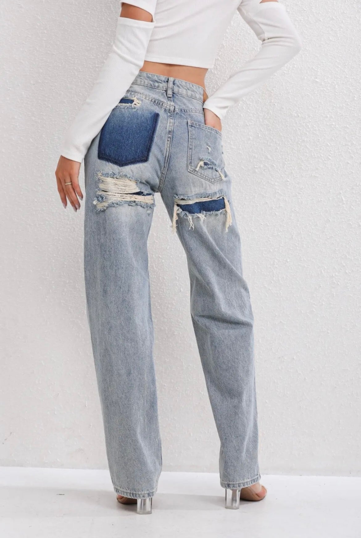 Black ripped straight jeans - Lana Fiorelli