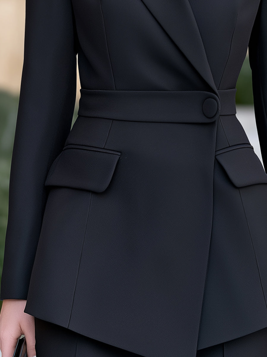 Black asymmetric lapel blazer - Lana Fiorelli