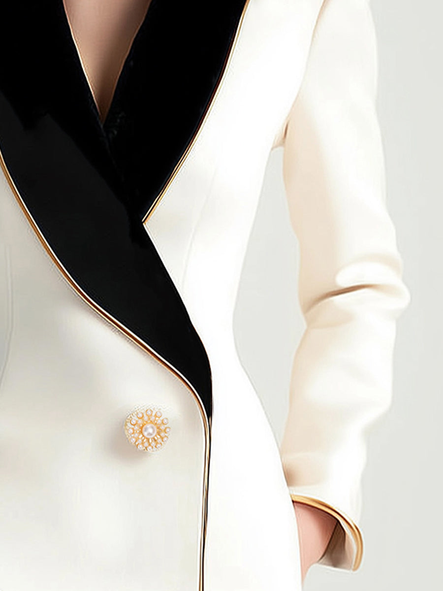 White contrast lapel blazer - Lana Fiorelli