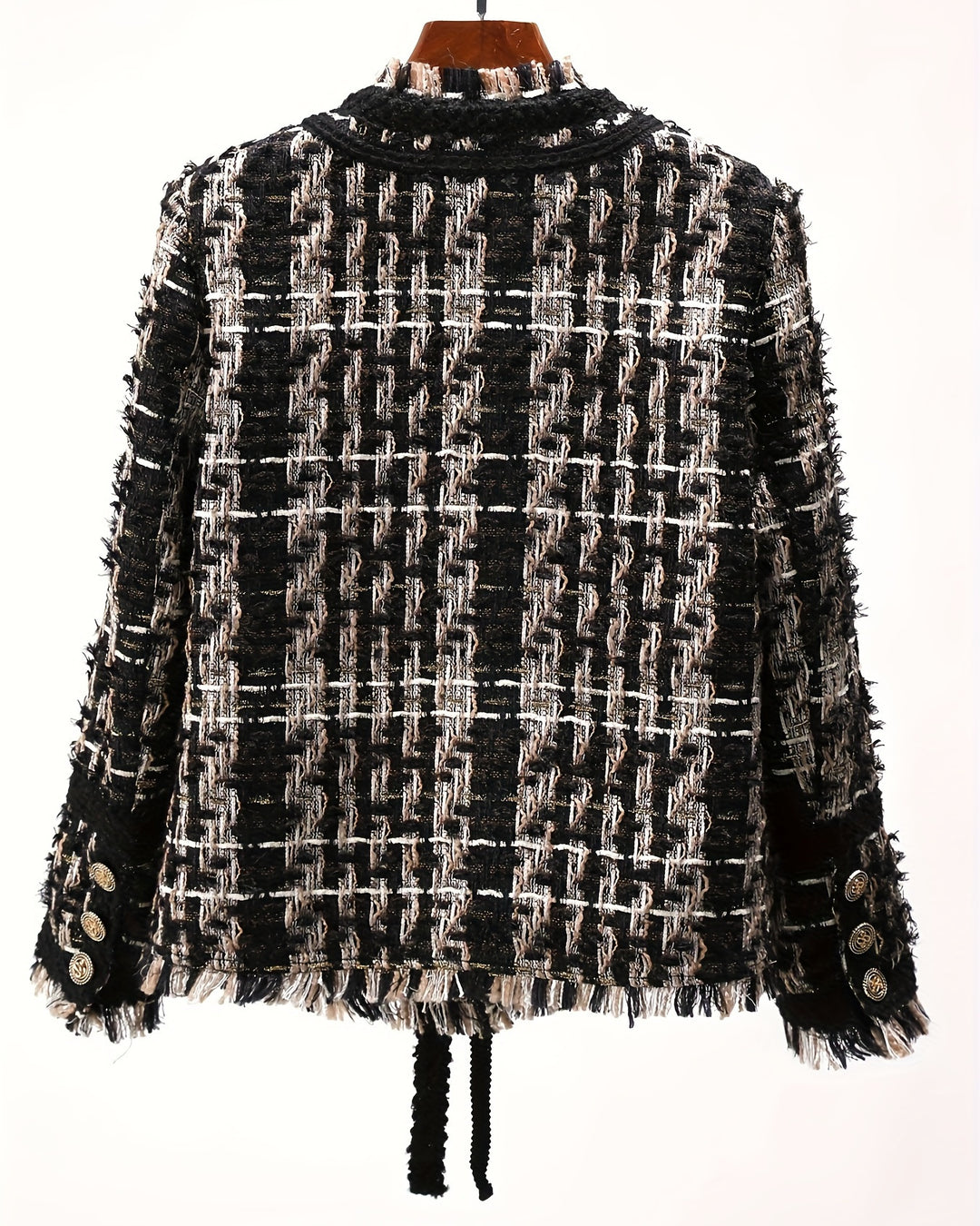 Carlotta - Blazer Donna in Tweed Sfrangiato con Bottoni e Taschino