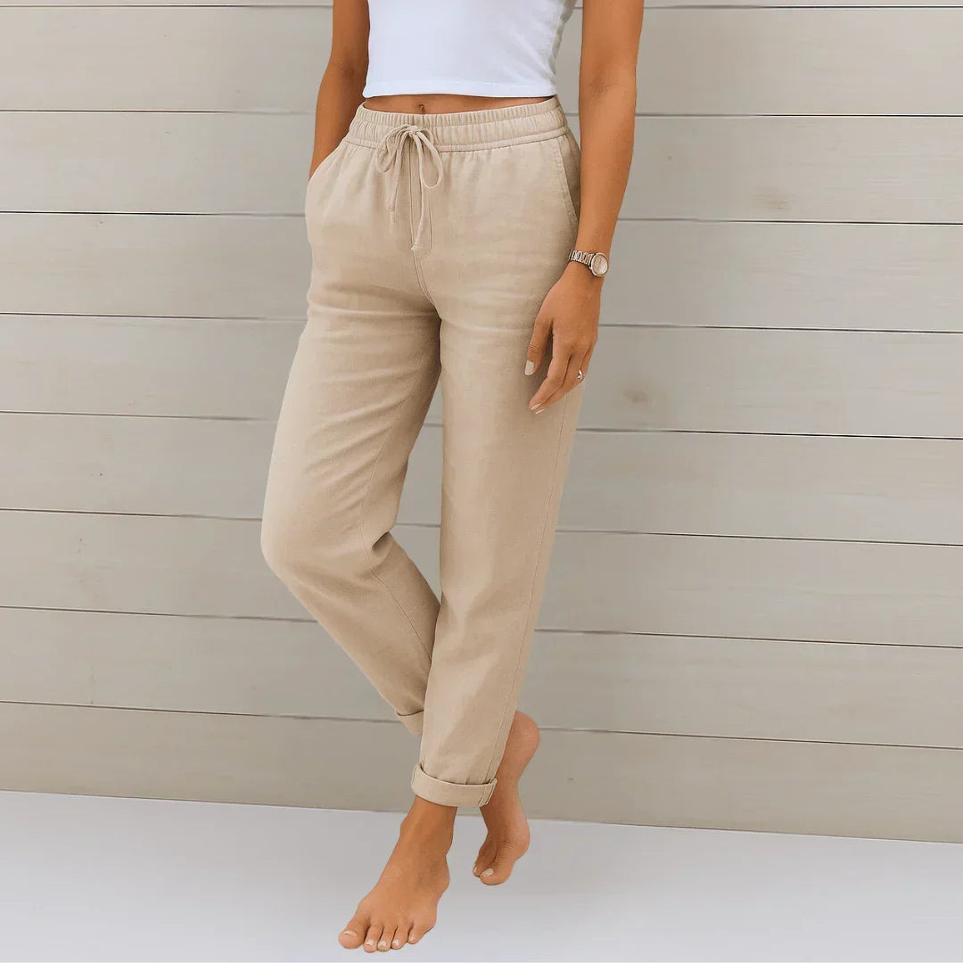 Beige drawstring trousers - Lana Fiorelli