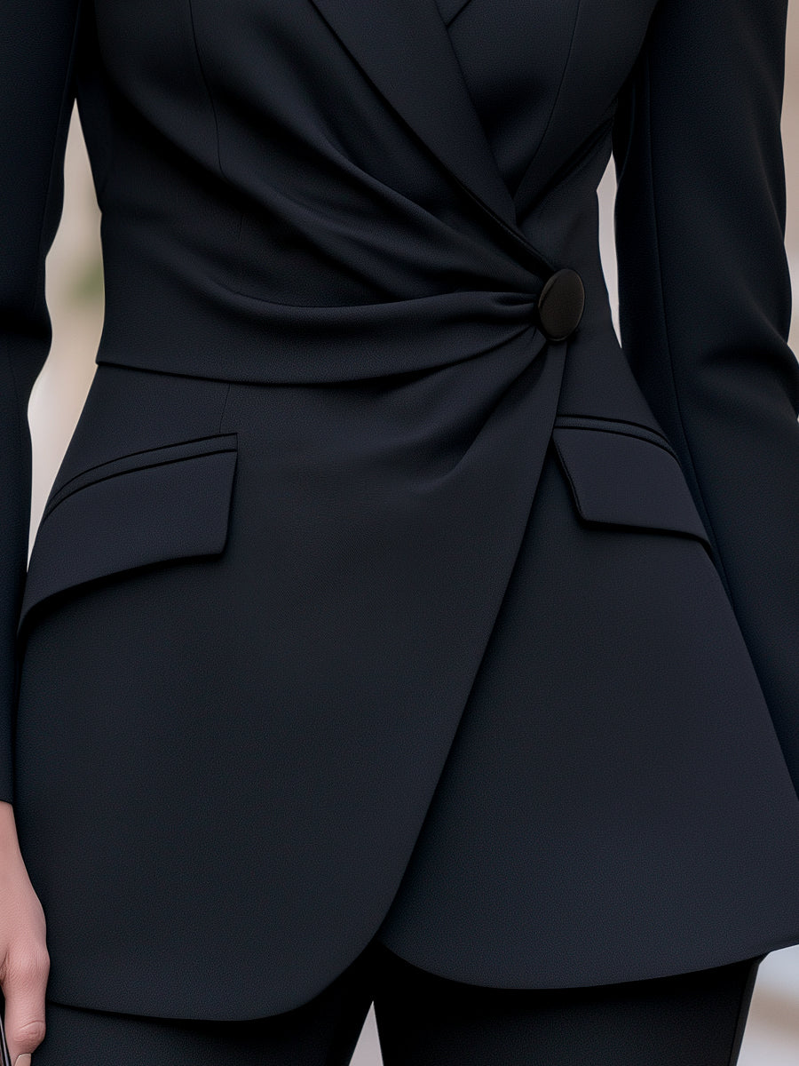 Black draped wrap front blazer - Lana Fiorelli