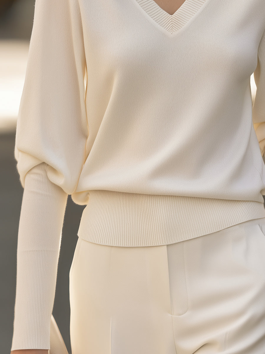White v neck knit top - Lana Fiorelli