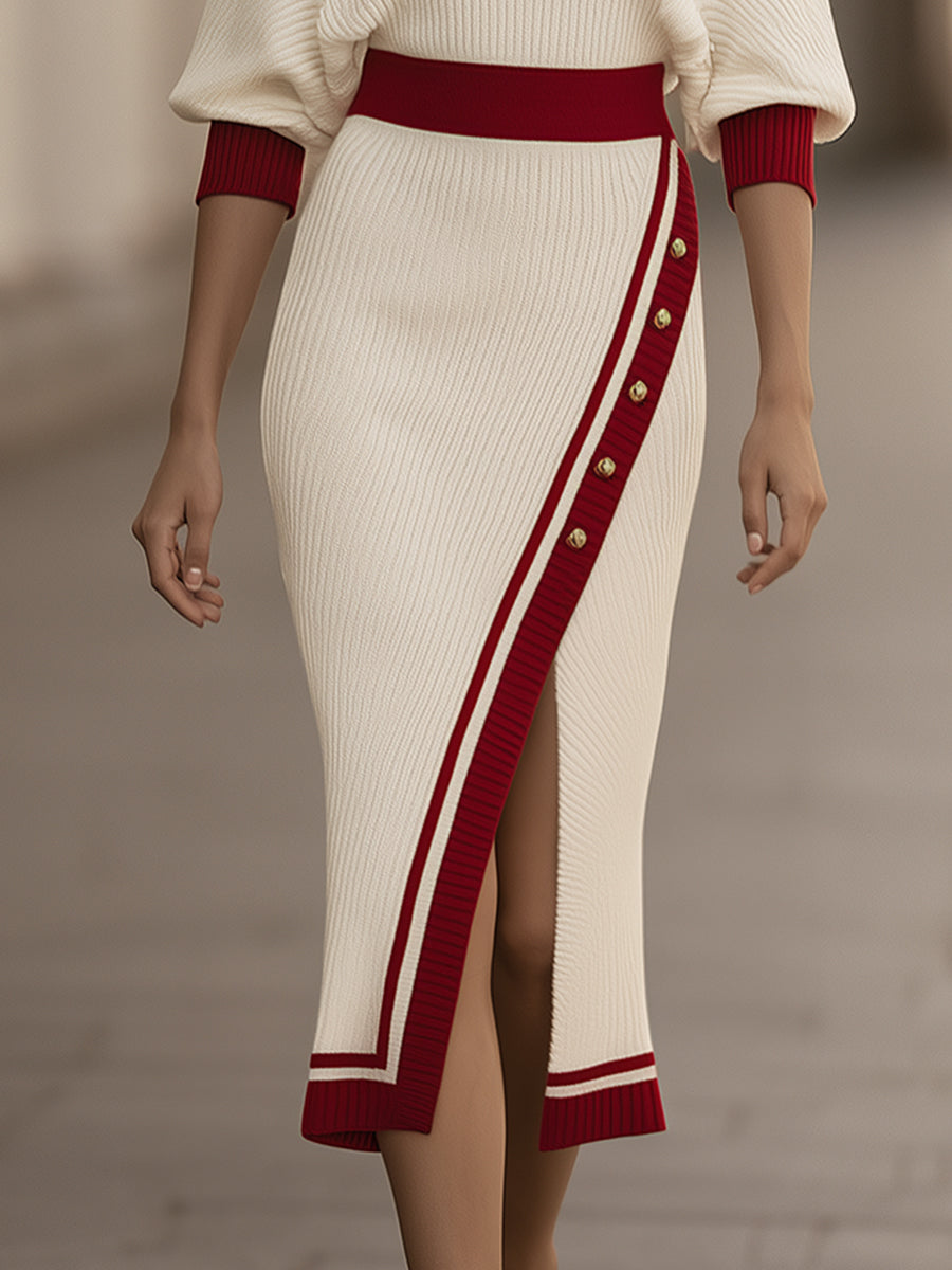 Cream off shoulder knit midi dress - Lana Fiorelli