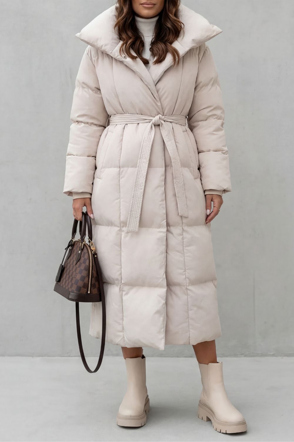 Cream long puffer coat - Lana Fiorelli