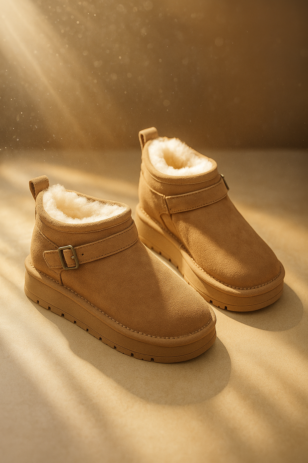 Brown fur lined platform boots - Lana Fiorelli