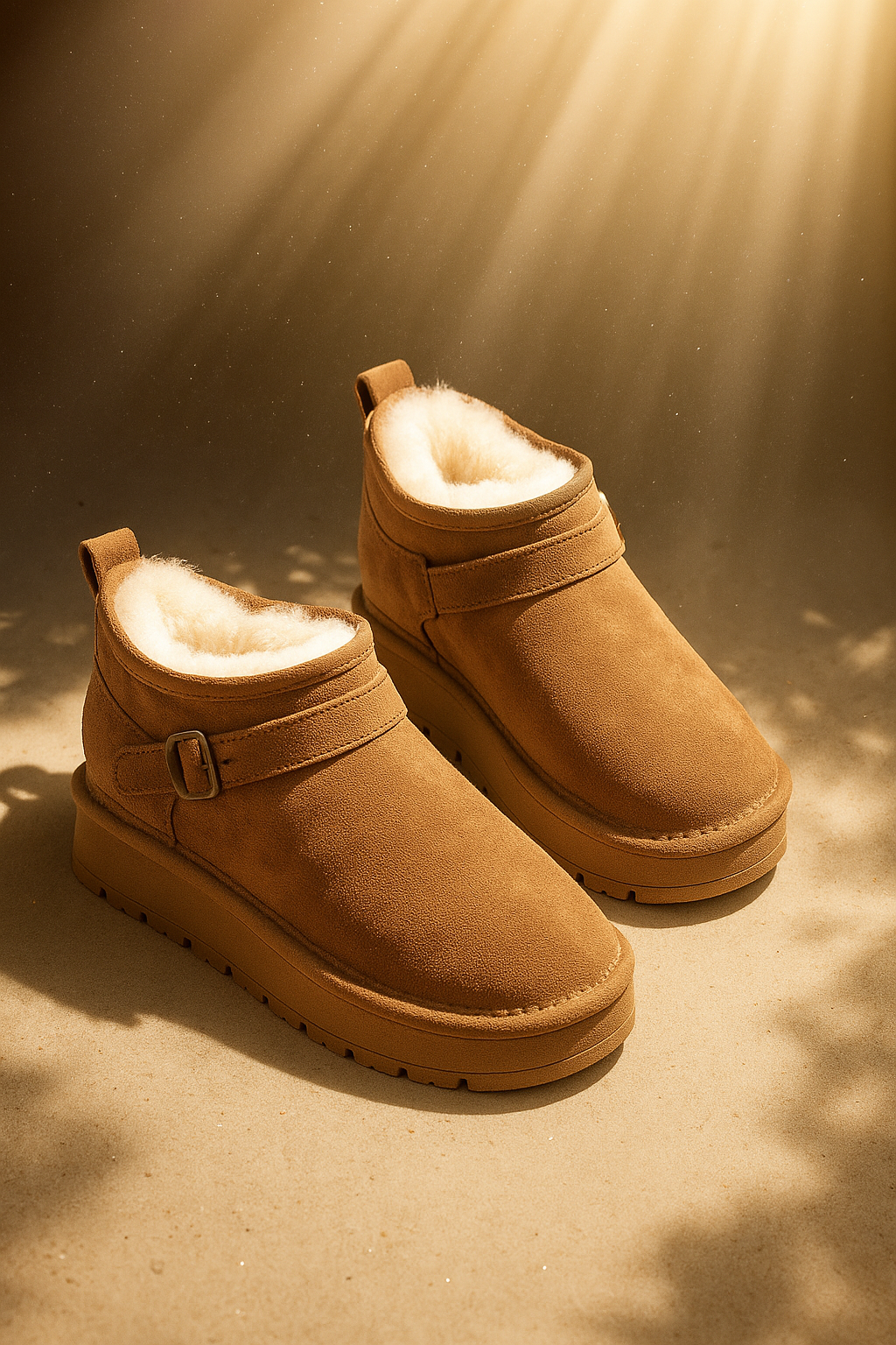Brown fur lined platform boots - Lana Fiorelli
