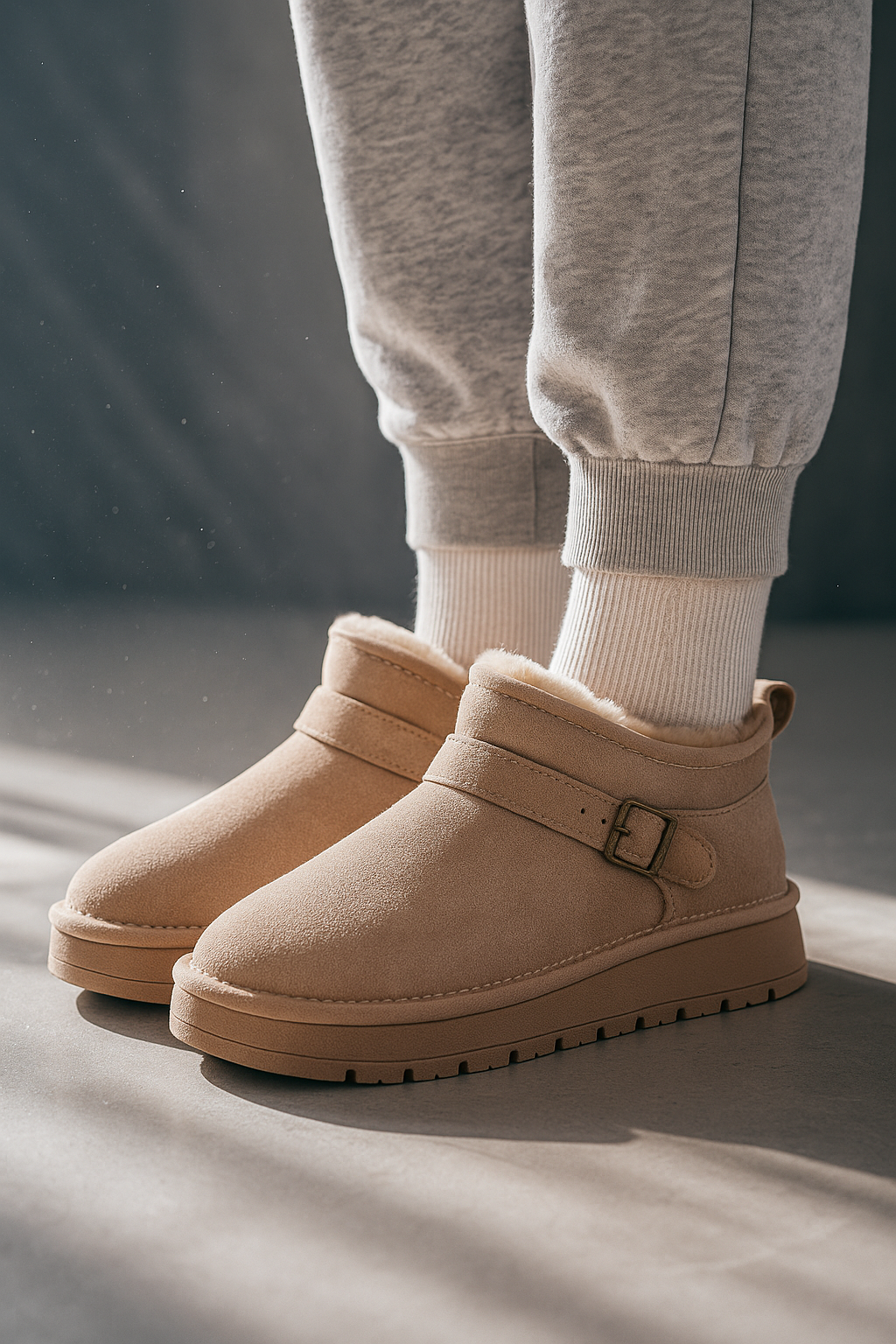 Khaki fur lined platform boots - Lana Fiorelli
