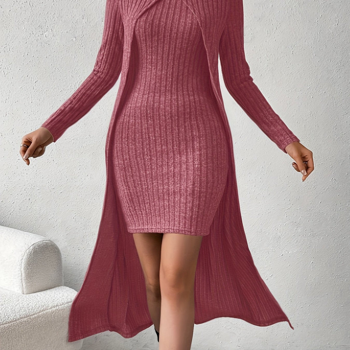 Burgundy cape and dress set - Lana Fiorelli