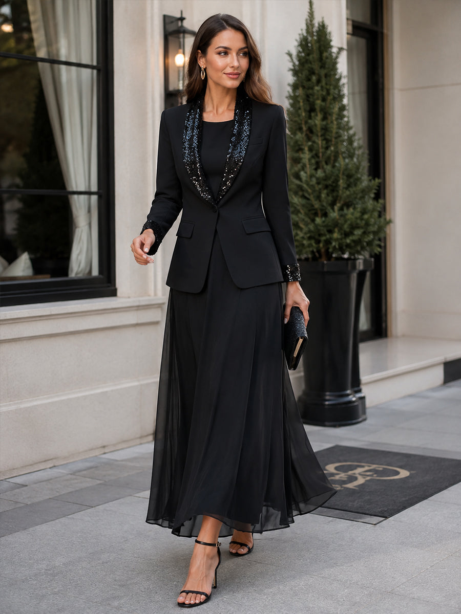 Black sequin lapel blazer - Lana Fiorelli