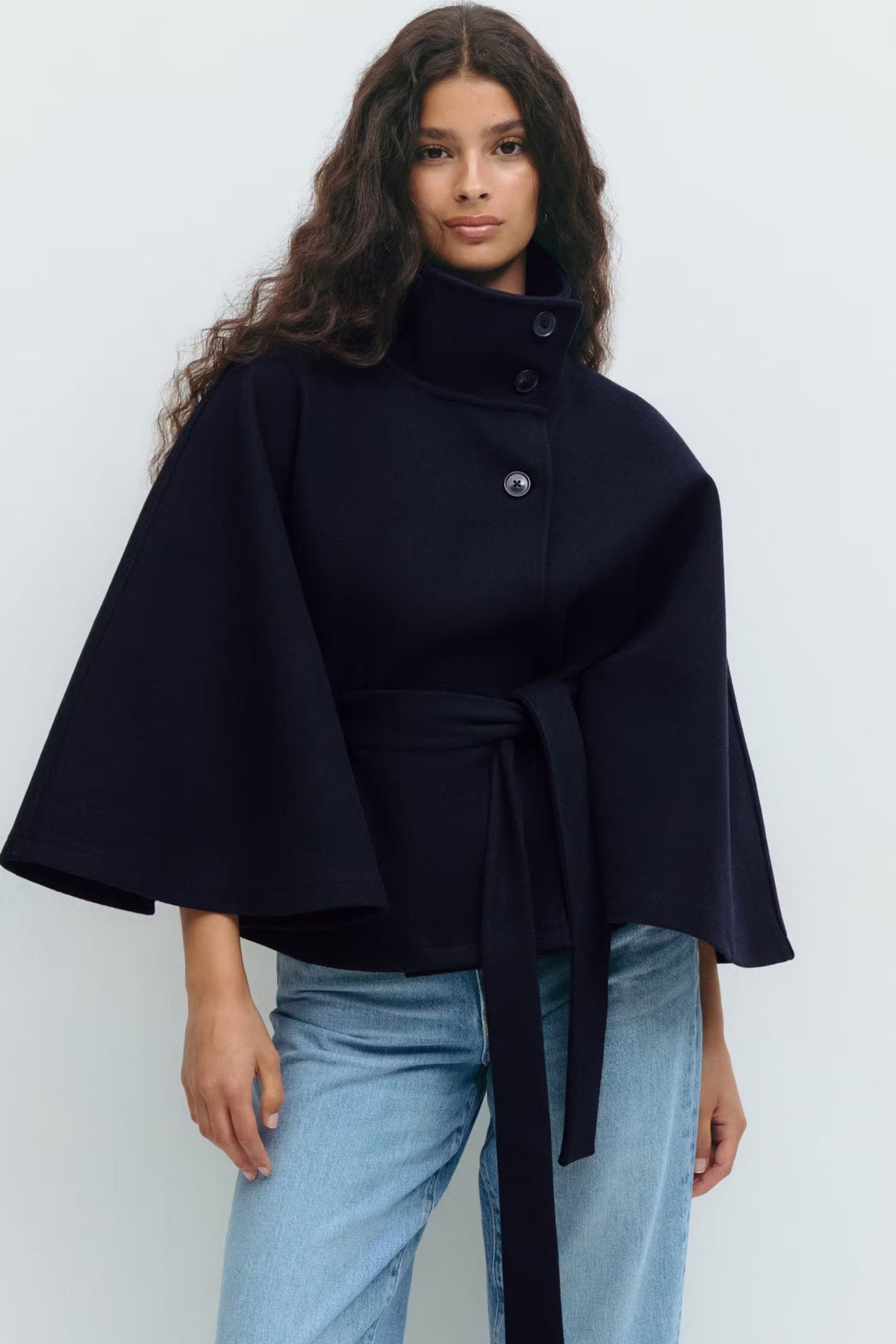 Black belted cape coat - Lana Fiorelli