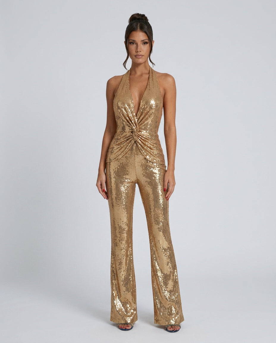 Black and Gold Jumpsuit - Lana Fiorelli