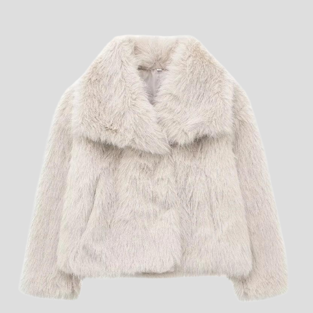 Cream faux fur jacket - Lana Fiorelli