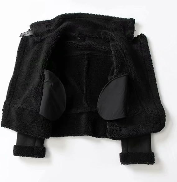 Giacca Donna Corta Biker in Ecopelle con Collo Effetto Shearling
