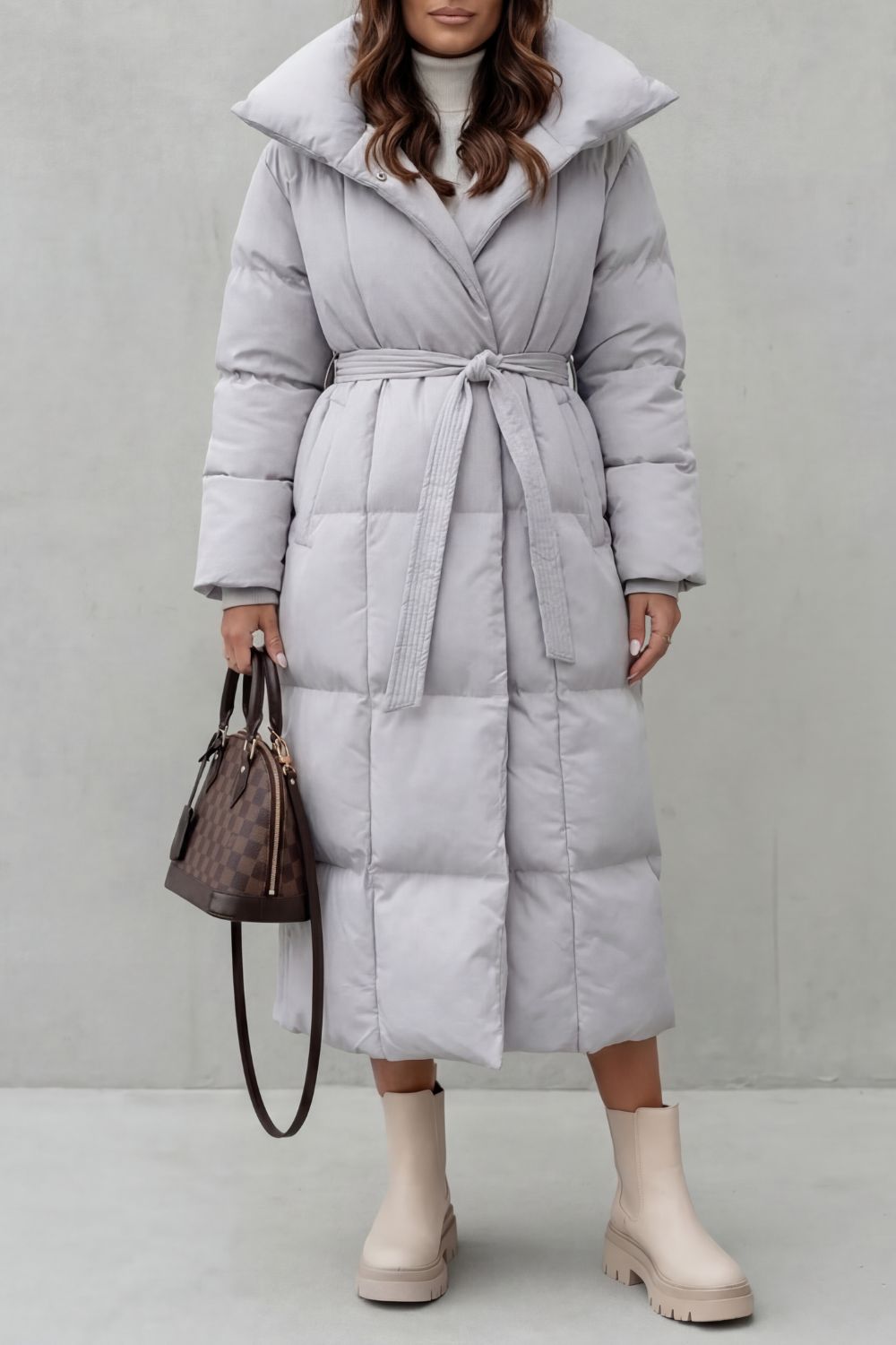 Grey long puffer coat - Lana Fiorelli