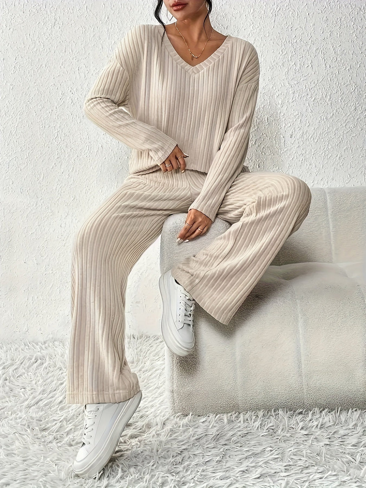 Women's ribbed top and trousers set - Lana Fiorelli