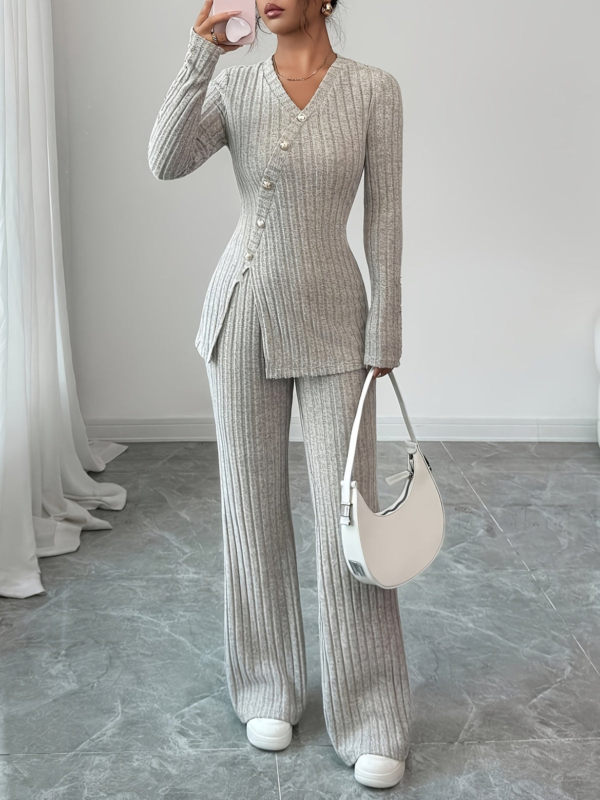 Women's knit top and trousers set - Lana Fiorelli