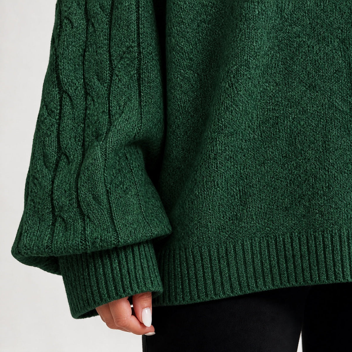 Dark Green cold shoulder oversized jumper - Lana Fiorelli