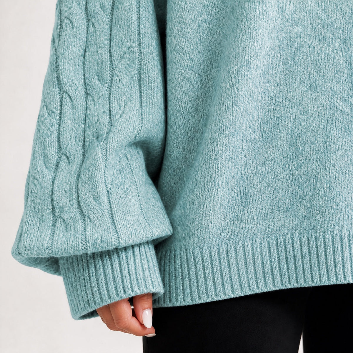 Light Green cold shoulder oversized jumper - Lana Fiorelli