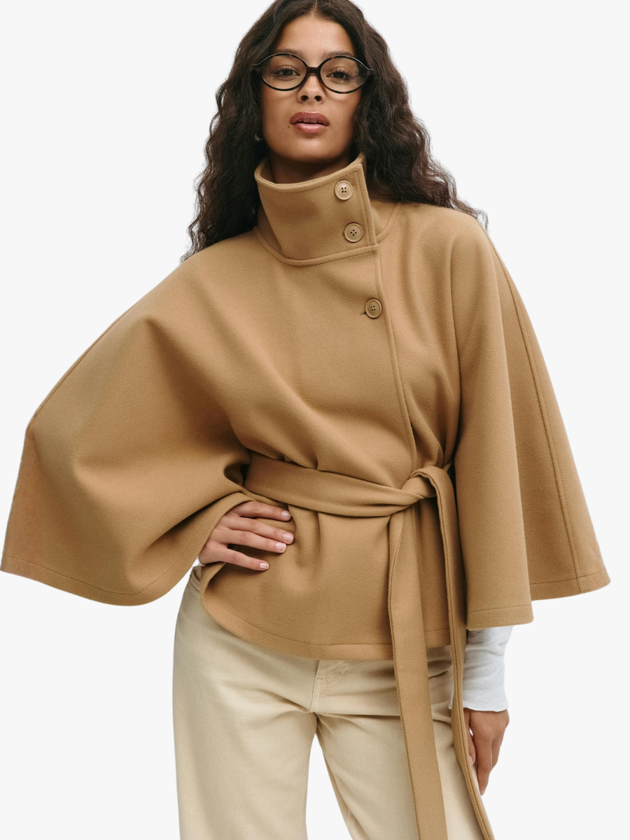 Khaki belted cape coat - Lana Fiorelli