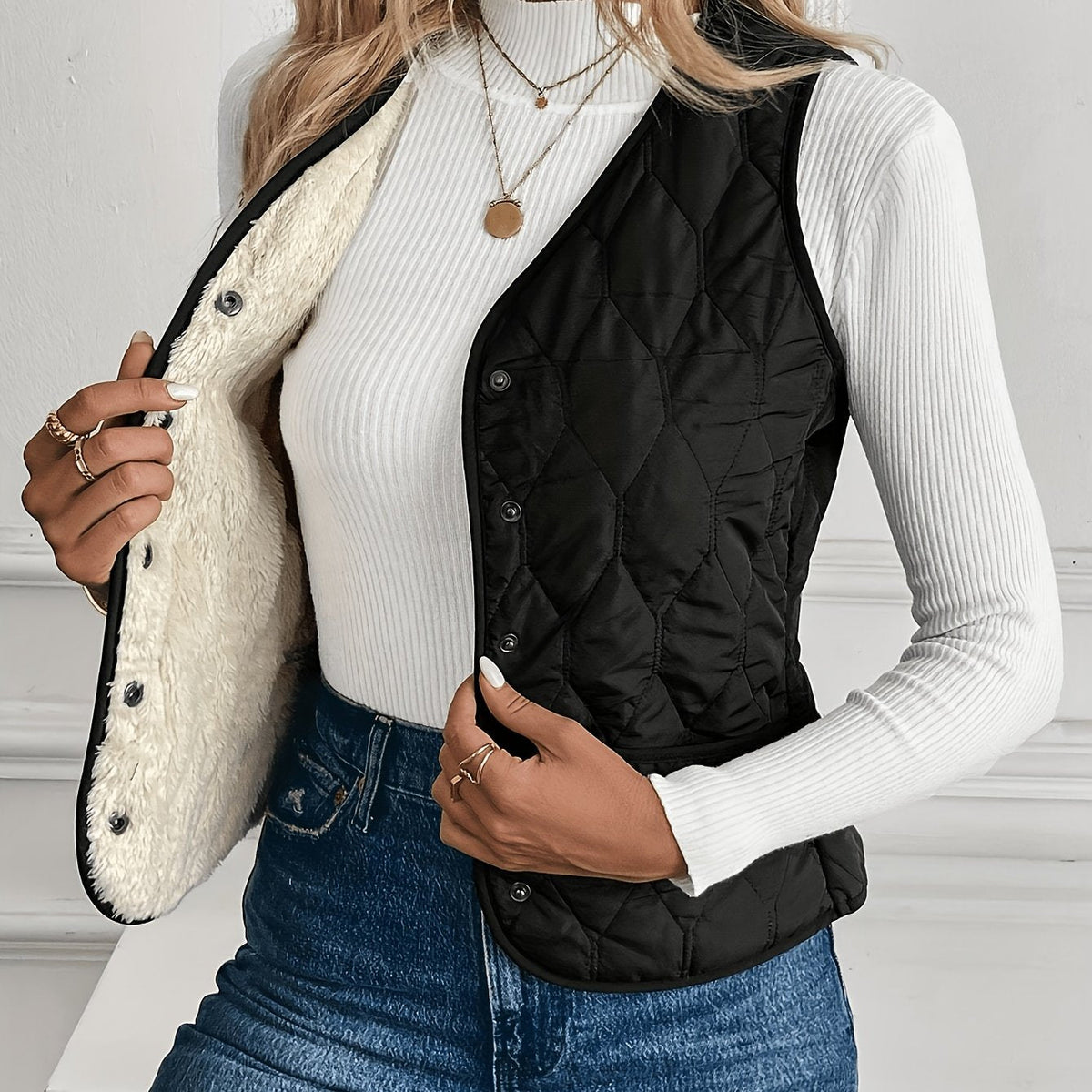 Black reversible gilet - Lana Fiorelli