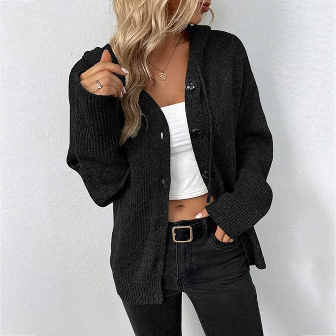 Black hooded button cardigan - Lana Fiorelli