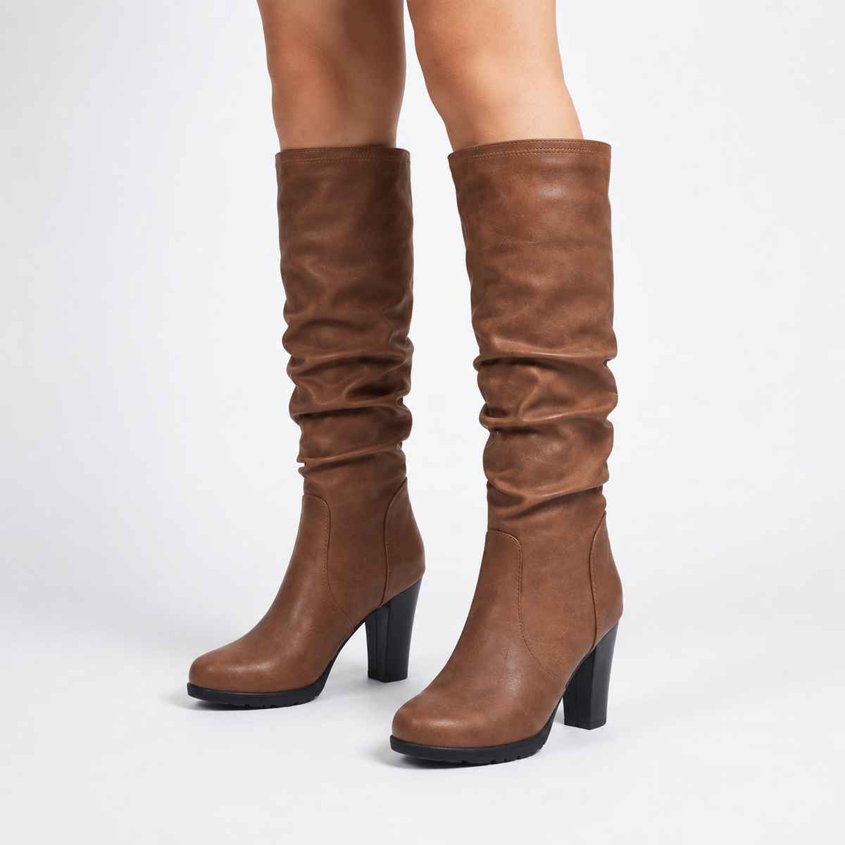 Brown heeled knee high boots - Lana Fiorelli