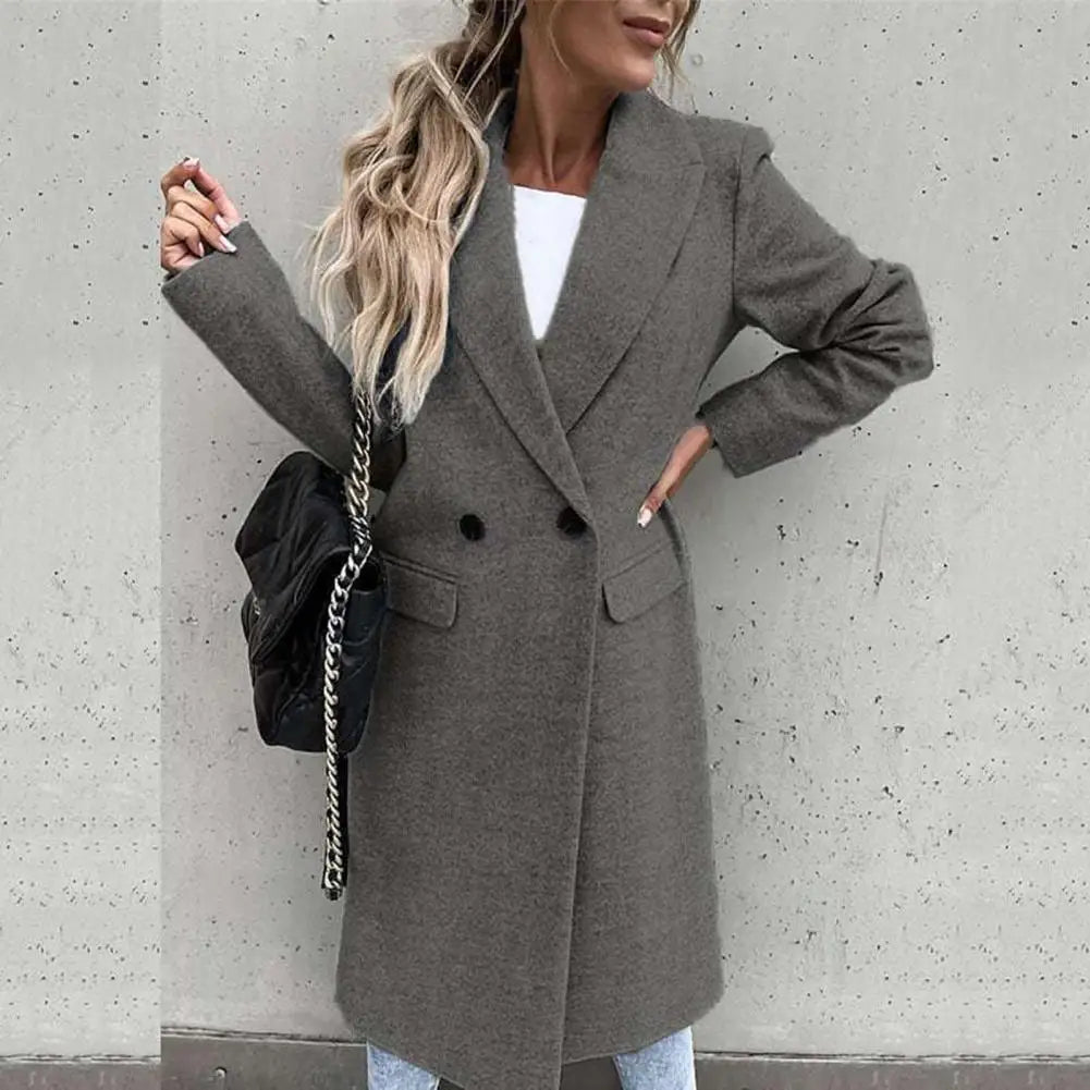Grey longline double breasted coat - Lana Fiorelli