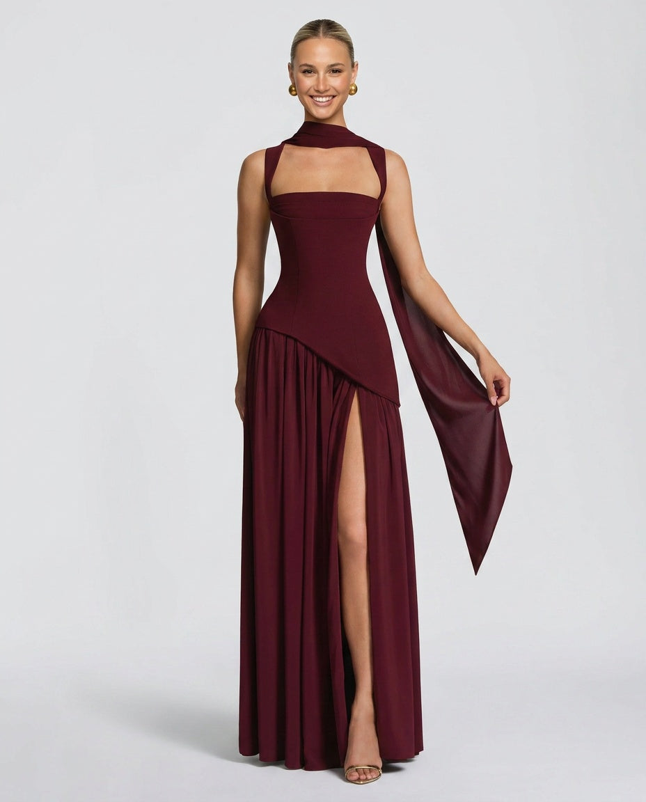 Burgundy Maxi Dress - Lana Fiorelli